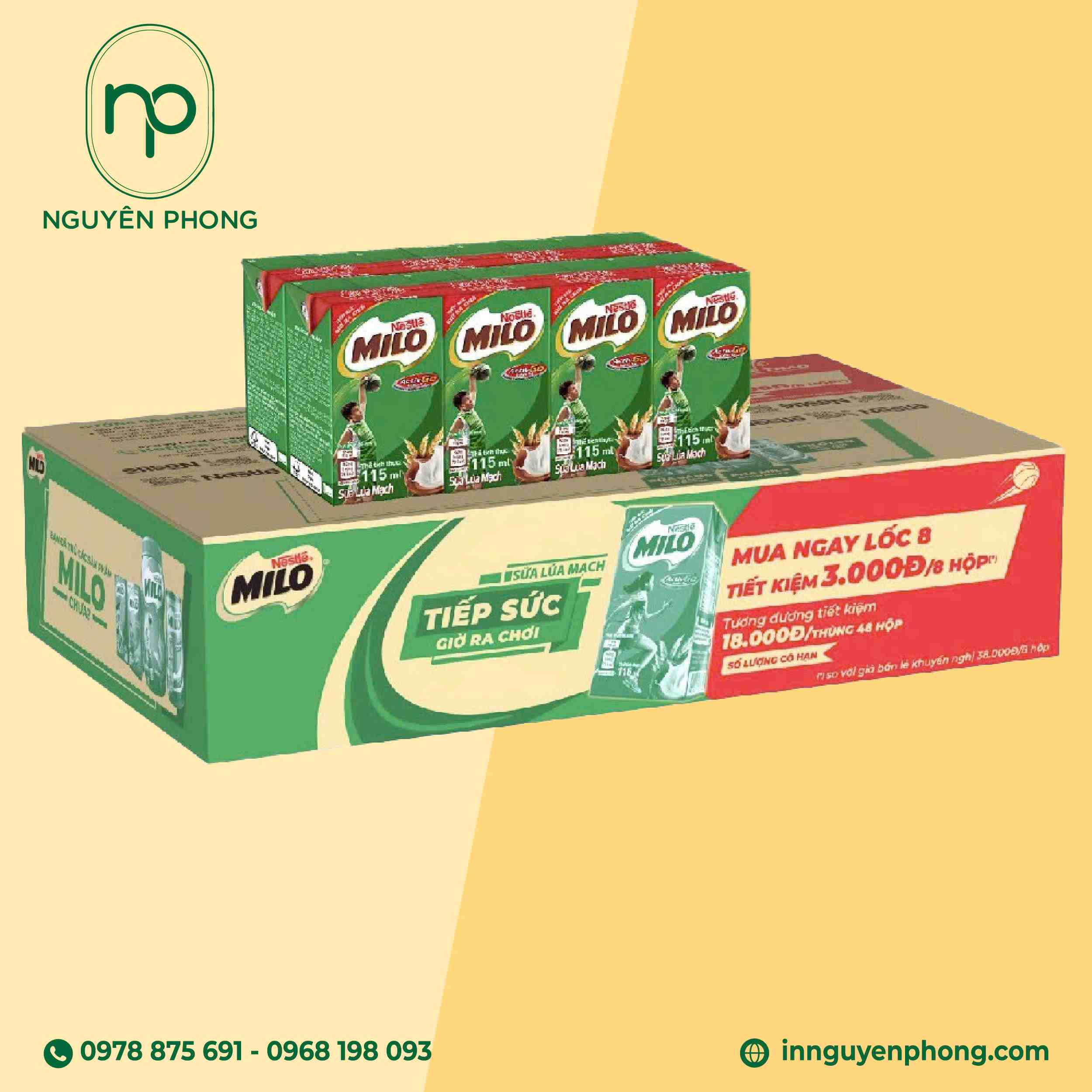 Mẫu thùng carton đựng sữa của thương hiệu Milo